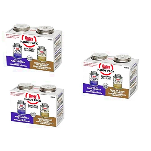 Oatey 30246 PVC Regular Cement and 4-Ounce NSF Purple Primer Handy Pack (Three Pack - Purple)