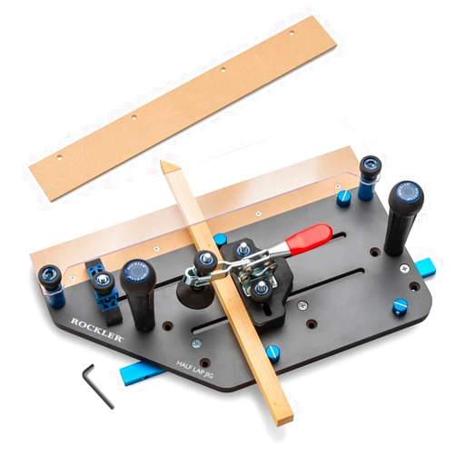 Rockler Half Lap Jig – Woodworking Essentials To Easily Cut Tight-Fitting Half Lap Joints - Perfect Router Table Jig for Frames & Furniture Projects - Strong Precision Router Sled for Woodworking.