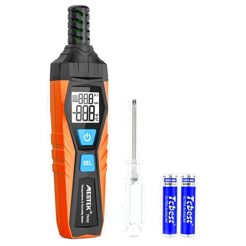 MESTEK Temperature Humidity Meter - Handheld Thermometer Hygrometer with Ambient, Dew Point, Wet Bulb, High Precision Wet Bulb Thermometer, Dual Display Temperature & Humidity with LCD Backlight