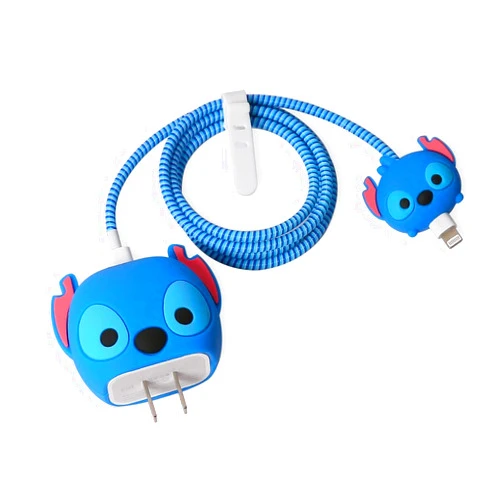 MTYXYTM 3D Cute Cartoon Series Fast Charger Protector for iPhone 18W 20W iPhone 14 13 12 11 Pro Max Fast Charging Cable Charger Head Cover Cable Accessory Data Cable Protective Sleeve, No.17(4in1)