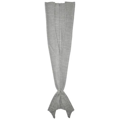 Burklett Four Seasons Crochet Mermaid Tail Sleeping Blanket,Grey/White