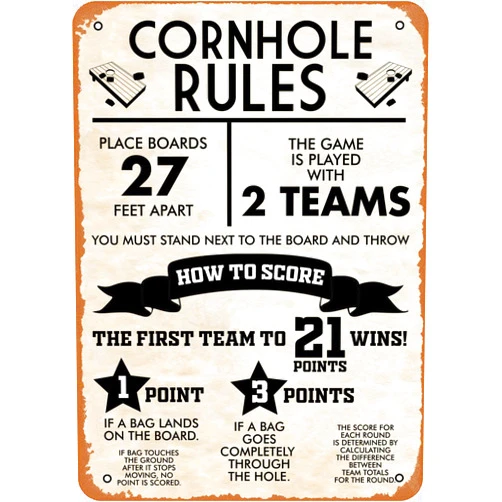 Zopozo Games CORNHOLE RULES CLASSIC Poster Retro Vintage Metal Sign Home Man Cave Art, Kitchen 5.5x8 inhces