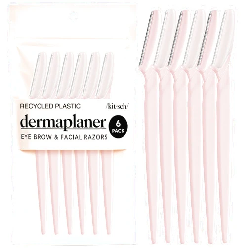 Kitsch Dermaplane Razor for Women Face – Face Razors for Women & Men, Eyebrow Trimmer & Face Shaver – Exfoliating Facial Razor & Skin Care Tool for Smoother Skin - Blush, 6 pcs
