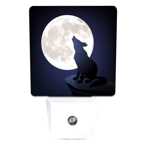 Jopowide Black Wolf Moon Night Light, Dusk to Dawn Smart Sensor Nightlight for Bedroom Bathroom Kitchen Hallway Stairs Hallway, Plug-in, Energy Efficient Decor Desk Lamp Gifts