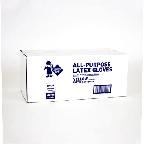 The Safety Zone R-GRFY-MD-PR Reusable Latex Gloves (12 bagged pairs of gloves), Yellow, Medium