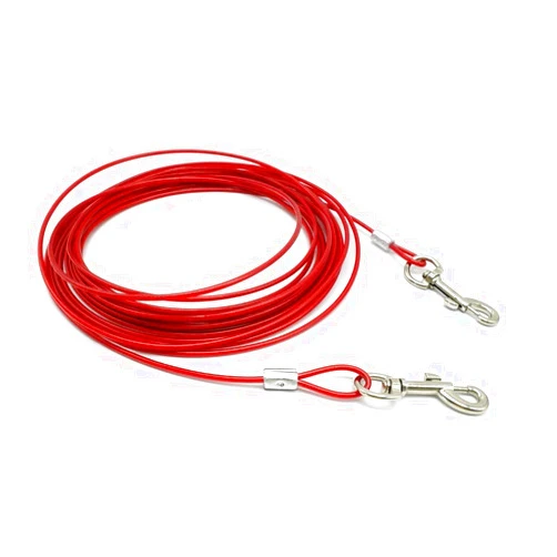 Berry Pet Premium Red 10' Dog Tie-Out Cable - Heavy Duty Dogs Chain Leashes - Perfect Pets Lead for Small & Medium Size