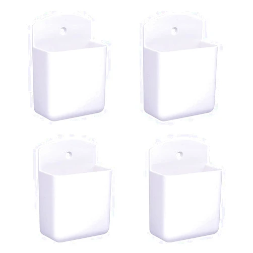 Mnixy MShengM Pack of 4 White Remote Holders Remote Control Holder Wall Mount Media Storage Box for Home Office Bedroom Parlor Self Adhesive Atorage Box