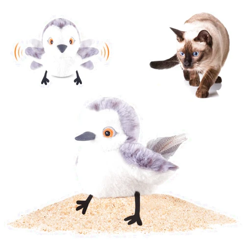 Potaroma Cat Toys Flapping Bird (No Flying), Lifelike Sandpiper Chirp Tweet, Rechargeable Touch Activated Kitten Toy Interactive Cat Exercise Toys for All Breeds Cat Kicker Catnip Toys 4.0