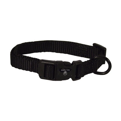 HamiltonBuhl Hamilton Adjustable Nylon Dog Collar, Black, 3/8