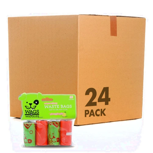 Wags & Wiggles Large Scented Dog Waste Bags, Pineapple Scented, 96 Rolls, 1440 Total Bags, FF11137PCS24