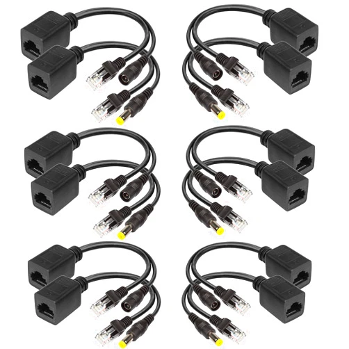 TJMD Passive PoE Injector 6 Pairs PoE Splitter Kit Passive PoE Injector and PoE Splitter Kit with 5.5x2.1 mm DC Connector RJ45 Power Over Ethernet
