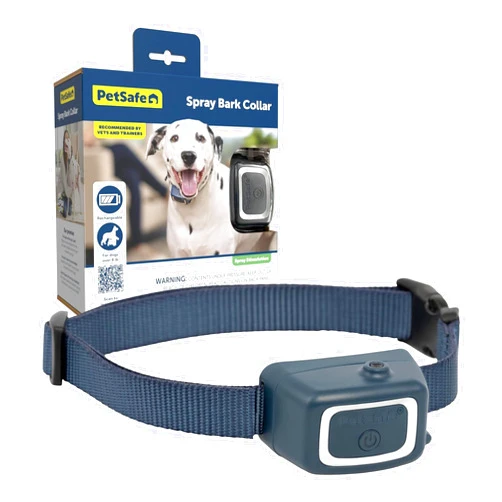 PetSafe Spray Bark Dog Collar, Automatic No Bark Device for Dogs 8 lb. and Up - Rechargeable and Water-Resistant – Includes Citronella and Unscented Spray Refills & USB Charging Cable, Navy