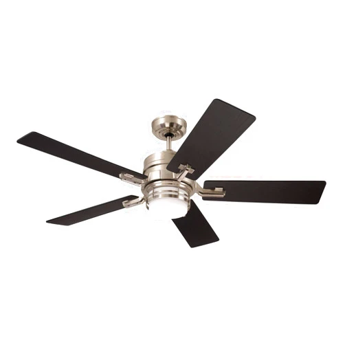Emerson CF880LBS Amhurst LED Ceiling Fan, 54 Inch Dimmable Lighting with 4-Speed Wall Control | Indoor Metal Fixture with 5 Reversible Wood Blades, Brushed Steel