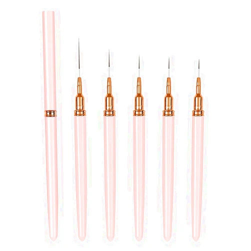 Art lalic 5Pcs Nail Art Liner Brush Set, French Stripe Line Painting Drawing Flower Pen for Acrylic & Gel Polish Manicure Tool (Pink)