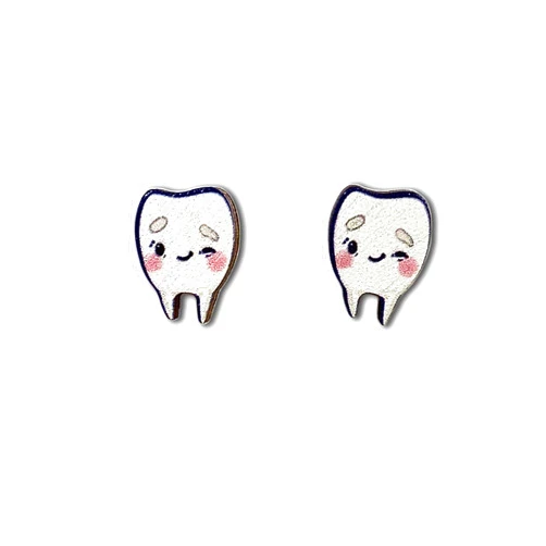 PeachyApricot Cute Tooth Earrings Stud Kawaii Dentist Earring Jewelry