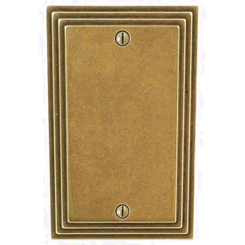Amerelle Steps Single Blank Cast Metal Wallplate in Rustic Brass