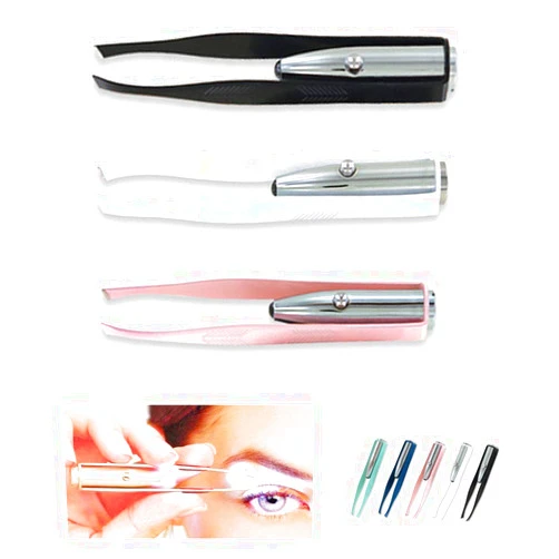Soft 'N Style 1st Choice 3 Stainless Steel Make Up LED Light Eyelash Eyebrow Hair Removal Lighted Tweezer