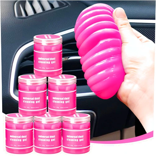 Vioview 6 Pack Car Cleaning Gel, Pink Car Cleaning Putty, Universal Auto Detailing Tools Car Slime for Air Vent, Dashboard and Keyboard, Auto Accessories for Women Gift