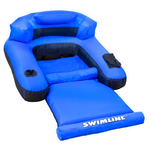 SWIMLINE ORIGINAL Fabric Covered Pool Float Mattress Ultimate Lounger Raft For Adults & Kids | Back, Leg, & Arm Rests, Cup Holder, & Quick-Dry Cover For Adult Or Kid Floating & Lounging 9047