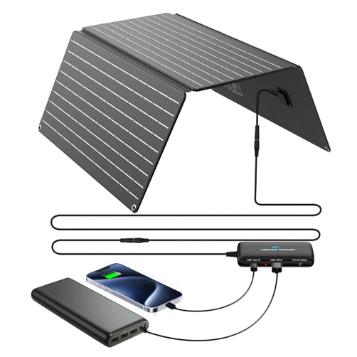 Ecosonique Technology Ecosonique 30W Portable Solar Panel with Detachable Power Hub, 19V DC/USB-A QC 3.0 / USB C ETFE Solar Panel Charger IP67 Waterproof Compatible with Cell Phone, Tablet, Camera, Power Station