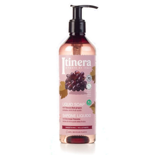 ITÍNERA Itinera Smoothing Liquid Soap with Tuscan Red Grapes (12.51 fl oz) - with Aloe vera and Glycerine - Vegan Friendly - 95% Natural Origin Ingredients