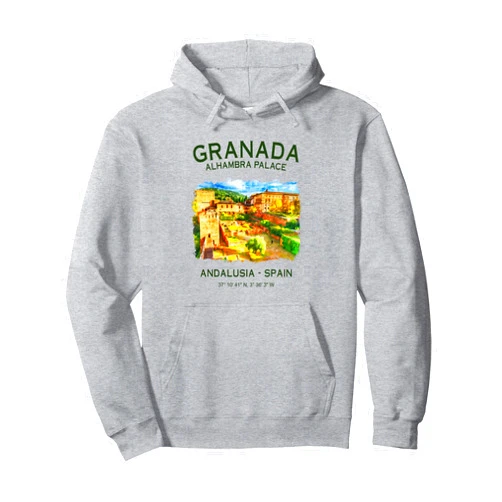 Spanish Heritage Gifts Granada Travel Art Granada Alhambra Palace Andalusia Spanish Art Spain Travel Pullover Hoodie