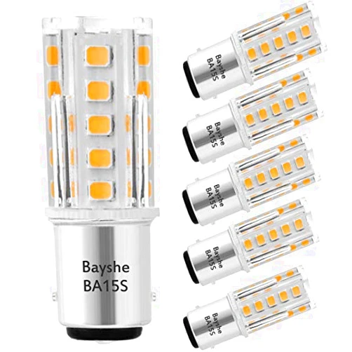 BAYSHE 3W 12V BA15S S8 SC Bayonet Single Contact Base 1156 1141 LED Light Bulb 2700K Warm White,Low Voltage AC/DC 12volt Landscape Path Deck RV Camper Marine Boat Trailer Lighting-Pack of 5