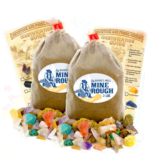 Boone's Mill Gemstone Paydirt | 3 Pound Bag, 2-Count | Gem Mining Rough Stone Mix | Rock Fossil ID Guide