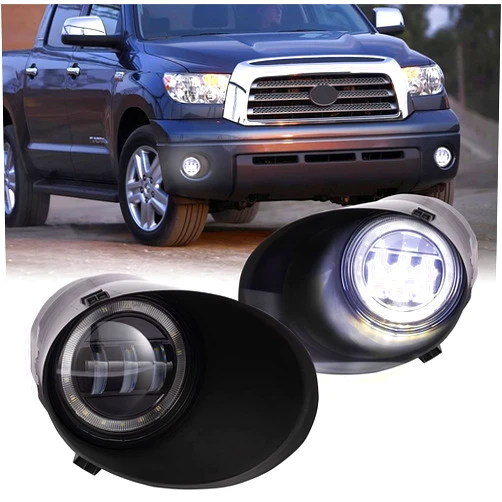 DRFG LED Fog Lights with Daytime Running Lights Compatible for Toyota Tundra 2007 2008 2009 2010 2011 2012 2013, Sequoia 2008-2011 Fog Light Assembly Fit for Original Bumper Driving Fog Lamp