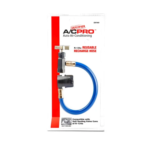 InterDynamics Certified A/C Pro Car Air Conditioner Refrigerant Recharge Kit, AC Recharge Kit Compatible with Self Sealing Valve Cans of R-134A, Includes Hose and Can Tap Dispenser, 8 in