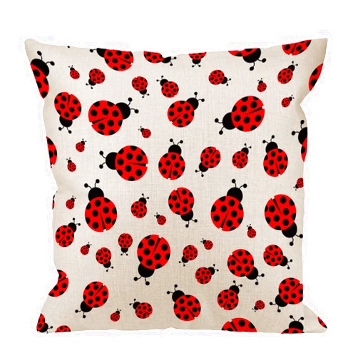 HGOD DESIGNS Ladybug Pillow Cover,Decorative Throw Pillow Ladybird Seamless Pattern Pillow cases Cotton Linen Outdoor Indoor Square Cushion Covers for Home Sofa couch 18x18 inch Red