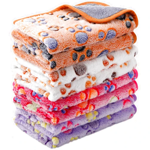 Reginary 4 Pcs Waterproof Guinea Pig Blankets Washable Small Animal Fleece Bedding Absorbent Guinea Pig Cage Liners Reusable Pet Pee Pad Sleep Mat Pad Cover for Hamster Ferret (Paw Print, 18 x 13 Inch)
