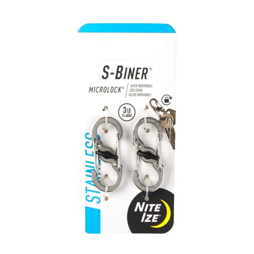 Nite Ize S-Biner MicroLock, Locking Key Holder, Stainless-Steel 2-Pack