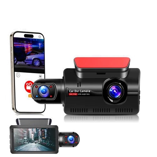 Juscar Dash Cam Front and Inside, 1080P Dash Camera for Cars,131°Wide Angle Car Camera, Dash cam with Night Vision, APP, G-Sensor,24 Hours Parking Mode, Support 64GB Max