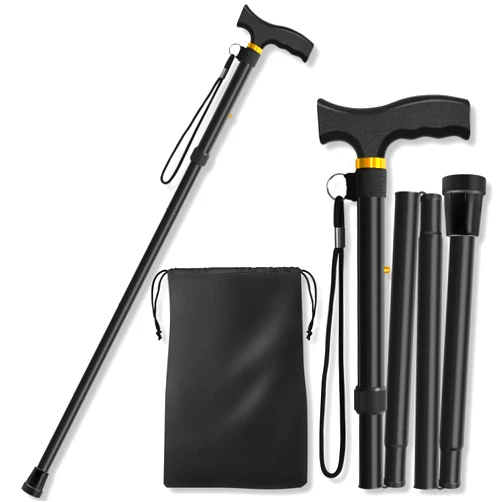 Akeoil Folding Cane, Walking Poles with Adjustable Height, Canes for Men, Women and for The Elderly, Aids for People WithLlimited Mobility(Black)