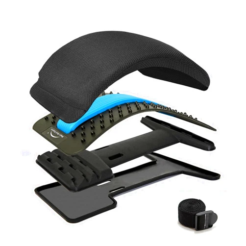 Magic Back Support Multi-Level Back Stretcher Device, Lumbar Back Stretching Device, Memory Foam Lumbar Pillow Back Pain Support for Office Chair and Pain Relief(Blue)