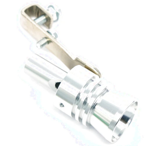 AutoE Car Turbo Sound Whistle Exhaust Tailpipe Blow Off Valve Bov Aluminum Universal Auto Accessories Size XL (Silver)