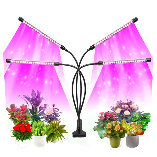 Felibeaco Plant Grow Lights for Indoor Plants Full Spectrum,80 LED Plant Lights for Indoor Growing with Timer, 4 Head Clip Indoor Plant Grow Lamp for House Plants with 3 Lighting Mode/10 Brightness