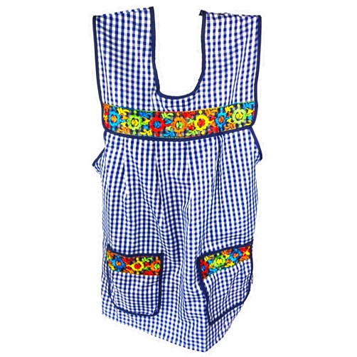 Cuitáxi Traditional Mexican apron for women with pockets beautiful flower embroidery - Mandiles para mujer mexicanos mandil