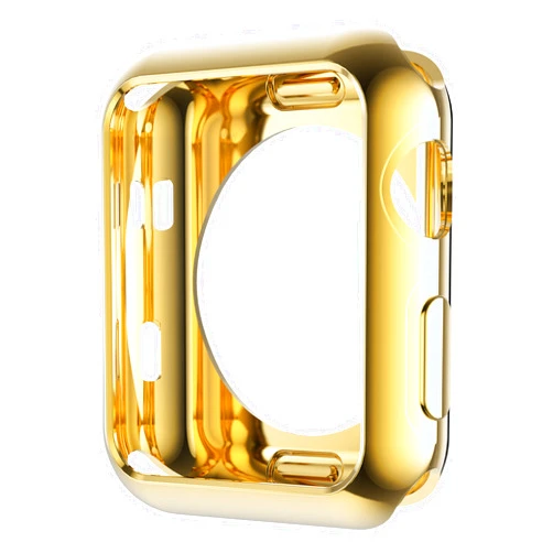 Leotop Compatible with Apple Watch Case 44mm 40mm, Soft Flexible TPU Plated Protector Bumper Shiny Cover Lightweight Thin Guard Shockproof Frame Compatible for iWatch Series 6 5 4 SE(Gold, 44mm)