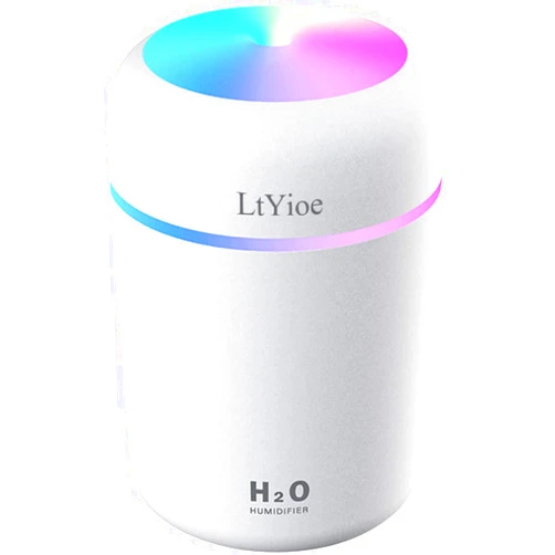LtYioe Colorful Cool Mini Humidifier, USB Personal Desktop Humidifier for Car, Office Room, Bedroom,etc. Auto Shut-Off, 2 Mist Modes, Super Quiet. (White)