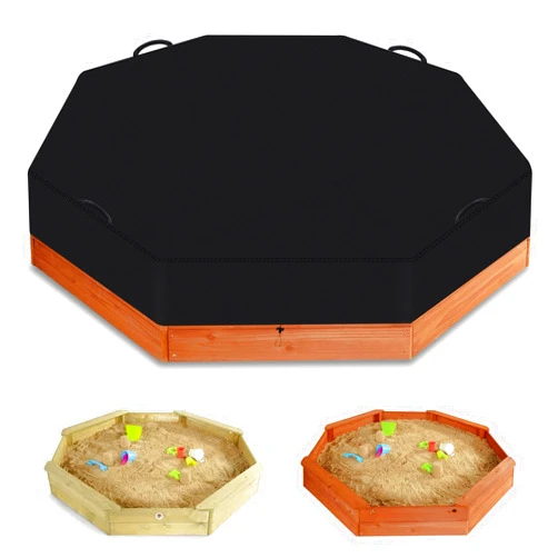 WLDGQGE Octagon Sandbox Cover, Outdoor Waterproof Garden Sand Box Cover，600D Oxford Cloth Kids Sandpit Box Protection Cover，with Handle and Drawstring,Black (231 * 201 * 23CM)