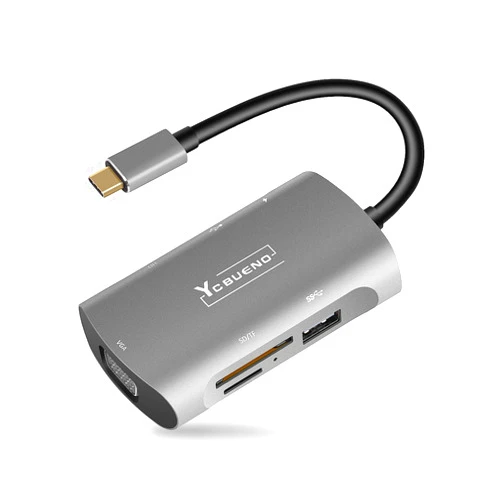 YCBUENO 7 in 1 USB C to USB Hub Multiport Adapter USB C Splitter 4K@60HZ 100W PD SD/TF Card Reader 1080P VGA 2 Ports USB3.0 for MacBook Pro/Air,iPad Pro,Dell,Chromebook,Keyboard,Mouse,HDD