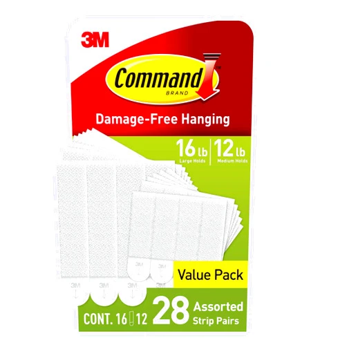 Command 15 lb & 10 lb Large and Medium Picture Hanging Strips 28 Assorted Pairs (56 Command Strips), Damage Free Hanging Picture Hangers, Wall Hanging Strips for Home Decor, White Adhesive Strips