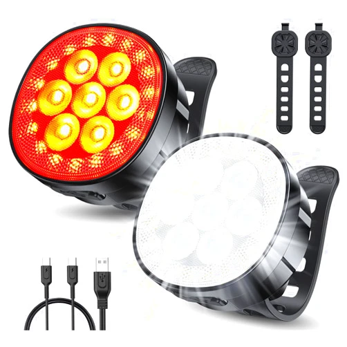 Viccux Bike Lights, [8+12 Modes & USB Rechargeable] Ultra Bright LED Bike Lights for Night Riding Front and Rear Flashlight, IP65 Waterproof Bicycle Headlight and Tail Light Set for Mountain Cycling