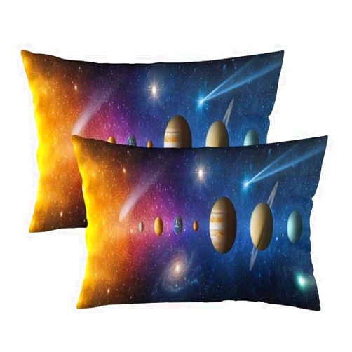 YUDILINSA Solar System Throw Pillow Cover Queen Size Set of 2 Outer Space Universe Galaxy Planet Lumbar Pillow Case Decorative Standard Pillow Cases with Zipper Cushion Covers for Bed,Sofa 20