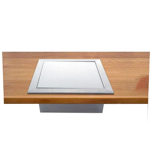 CapriTech Square Trash and Waste Chute Lid Built-in Countertop- 304 Stainless Steel Balance Flap Cover, Brushed Surface Trash Grommet Swing Trash Can Lid (Silver)