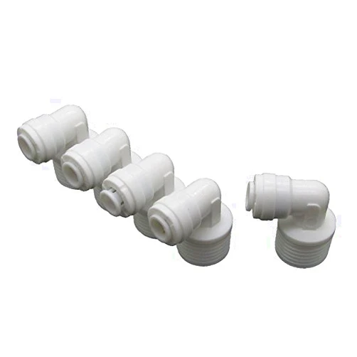 JIUWU L-Type Elbow Male Thread 1/2-Inch-1/4-Inch Water Filter Quick Connect Fitting for RO Valve Filter Pack of 5