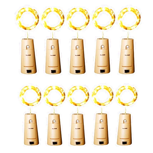 Aluan Wine Bottle Lights with Cork, 12 LED 10 Pack Fairy / String Lights Waterproof Battery Operated for Jar Party Wedding Christmas Festival Bar Decoration, Warm White