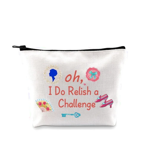 PXTIDY Lady Whistledown Tea House Gift I Do Relish a Challenge Makeup Cosmetic Bag Lady Whistledown TV Show Merchandise